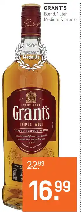 Gall & Gall Grant's 100CL Whisky 1liter aanbieding