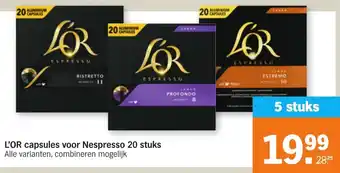 Albert Heijn L'or Capsules voor Nespresso 5*20st aanbieding