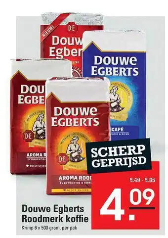 Sligro Douwe egberts roodmerk koffie 500gram aanbieding