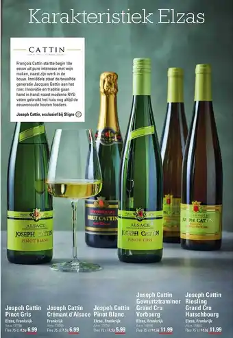 Sligro Jospeh Cattin Pinot Gris, Joseph Cattin Crémant D'Alsace, Joseph Cattin Pinot Blanc, Joseph Cattin Gewurtztraminer Grand Cru  aanbieding