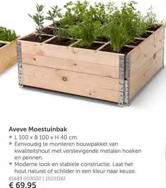 Aveve Avevev Moestuinbak L 100 X B 100 X H 40 Cm aanbieding