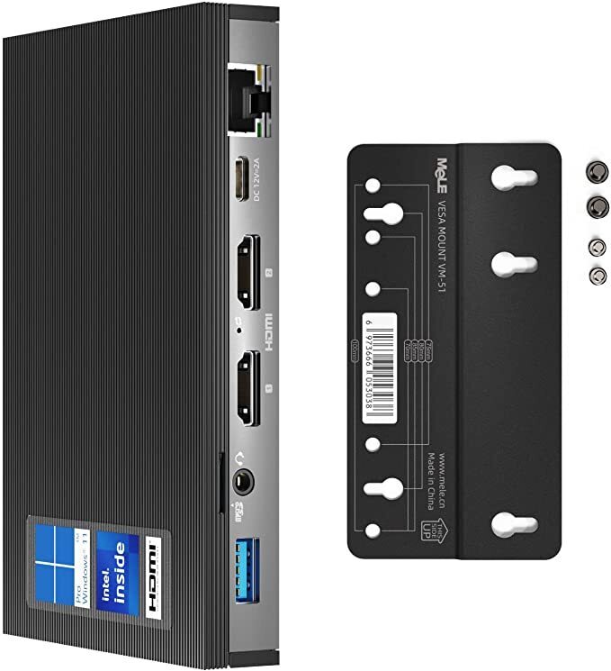 MeLE Quieter2 Fanless Mini PC Celeron J4125 8GB DDR4 128GB eMMC Mini Computer met Windo