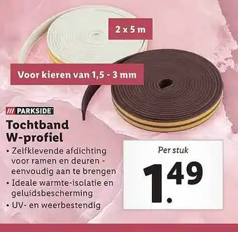 Lidl Parkside Tochtband W-Profiel aanbieding