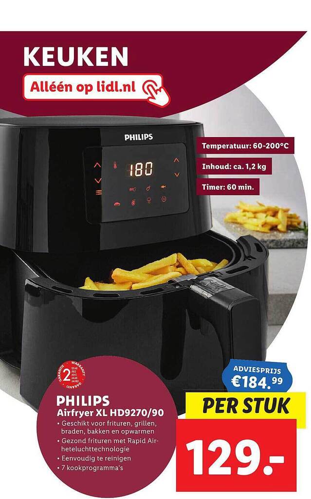 Philips Airfryer XL HD927090 aanbieding bij Lidl