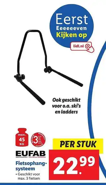 Lidl Eufab Fietsophangsysteem aanbieding