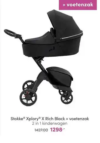 Baby & Tiener Stokke® Xplory® X Rich Black + Voetenzak 2 In 1 Kinderwagen aanbieding