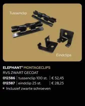 Garden Stones & Basics Elephant Montageclips RVS Zwart Gecoat aanbieding