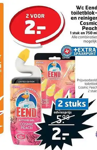 Trekpleister WC Eend Toiletblok- En Reiniger Cosmic Peach aanbieding