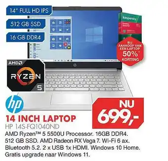 Vobis HP 14 Inch Laptop HP 14S-FQ1040ND aanbieding