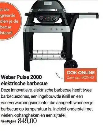 Tuincentrum Osdorp Weber Pulse 2000 Elektrische Barbecue aanbieding