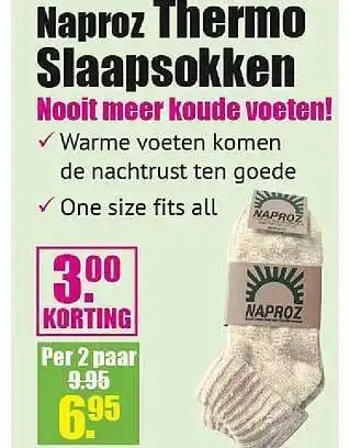 Gezond & Wel Naproz Thermo Slaapsokken 3.⁰⁰ Korting aanbieding