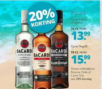 Mitra Bacardi Carta Blanca Of Spiced Of Carta Negra 20% Korting aanbieding