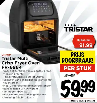 Vomar Voordeelmarkt Tristar Multi Crisp Fryer Oven FR-6964 aanbieding