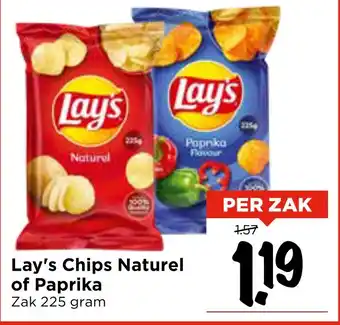 Vomar Voordeelmarkt Lay's Chips Naturel of Paprika aanbieding