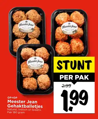 Vomar Voordeelmarkt Meester Jean Gehaktballetjes aanbieding