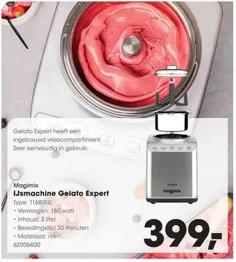 HANOS Magimix Ijsmachine Gelato Expert 11680NL aanbieding