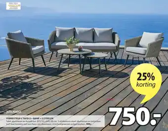 Jysk Jutlandia Vebbestrup 2 Tafels + Bank + 2 Stoelen 25% Korting aanbieding