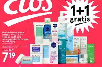 Etos Alle Biodermal, Nivea, Weleda, RoC, Dr. vd Hoog en Earth Line dames gezichtsverzorging en -reiniging aanbieding