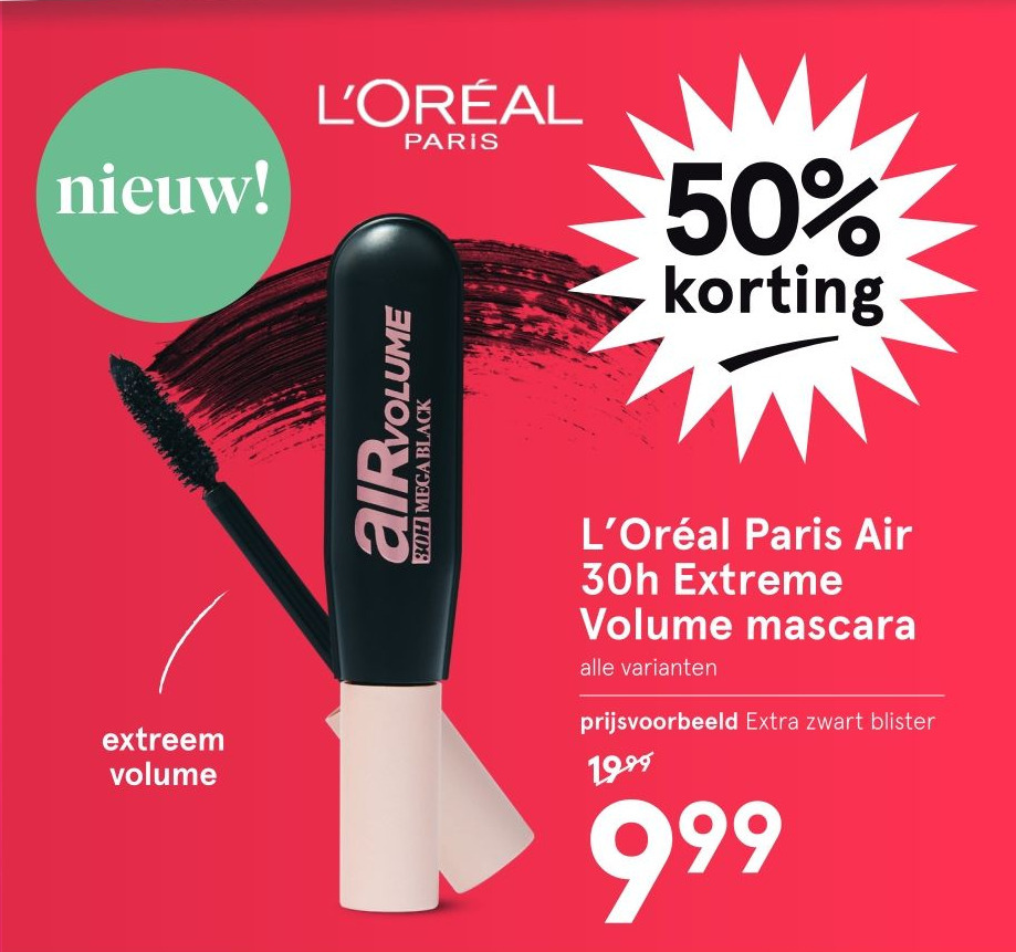 L'Oréal Paris Air 30h Extreme Volume mascara aanbieding bij Etos