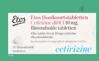 Etos Etos Hooikoortstabletten Cetirizine DİHCI 10 mg 30 stuks aanbieding