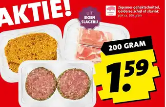 Boni Zigeuner gehaktschnitzel, gelderse schijf of slavink 200g aanbieding