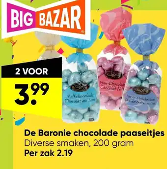 Big Bazar De Baronie chocolade paaseitjes 200 gram aanbieding