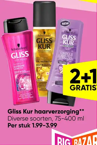 Big Bazar Gliss kur haarverzorging 75-400 ml aanbieding