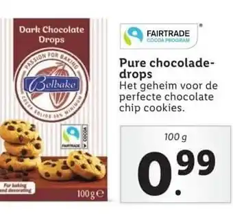Lidl Pure chocolade drops aanbieding
