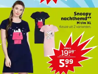 Trekpleister Snoopy nachthemd** aanbieding