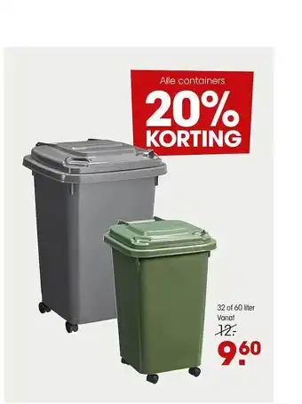 Kwantum Alle Containers 20% Korting 60liter aanbieding