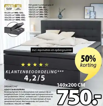 Jysk Gold c50 boxspring 140x200cm aanbieding