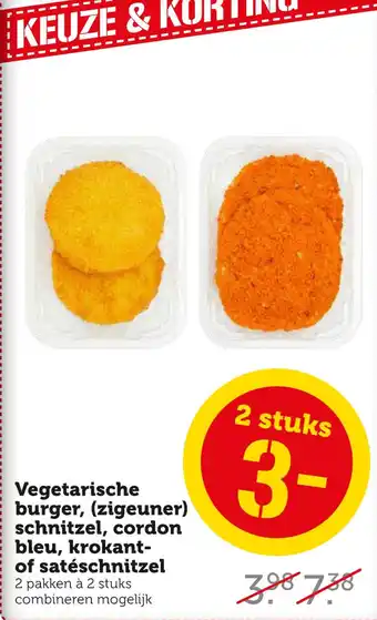 Coop Vegetarische burger, (zigeuner) schnitzel, cordon bleu, krokant- of satéschnitzel aanbieding