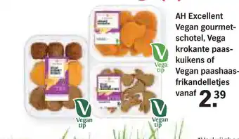 Albert Heijn Excellent Vegan gourmetschotel, Vega krokante paaskuikens of Vegan paashaasfrikandelletjes aanbieding