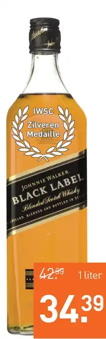 Gall & Gall Johnnie Walker Black 12 Years 100CL Whisky 1liter aanbieding