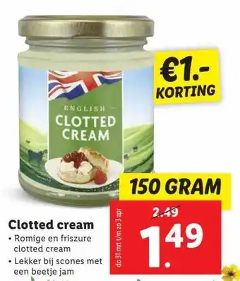 Lidl English Clotted Cream €1.- Korting aanbieding