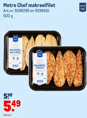 Makro Metro Chef makreelfilet 500g aanbieding