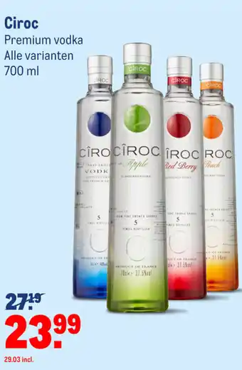 Makro Ciroc Premium vodka 700ml aanbieding