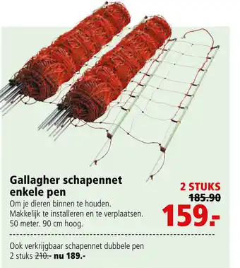 Welkoop Gallagher schapennet enkele pen 50m 2 stuks aanbieding