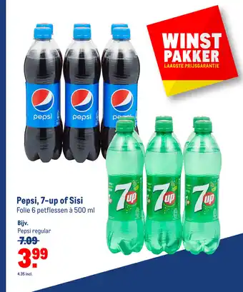 Makro Pepsi, 7-up of Sisi 500 ml aanbieding