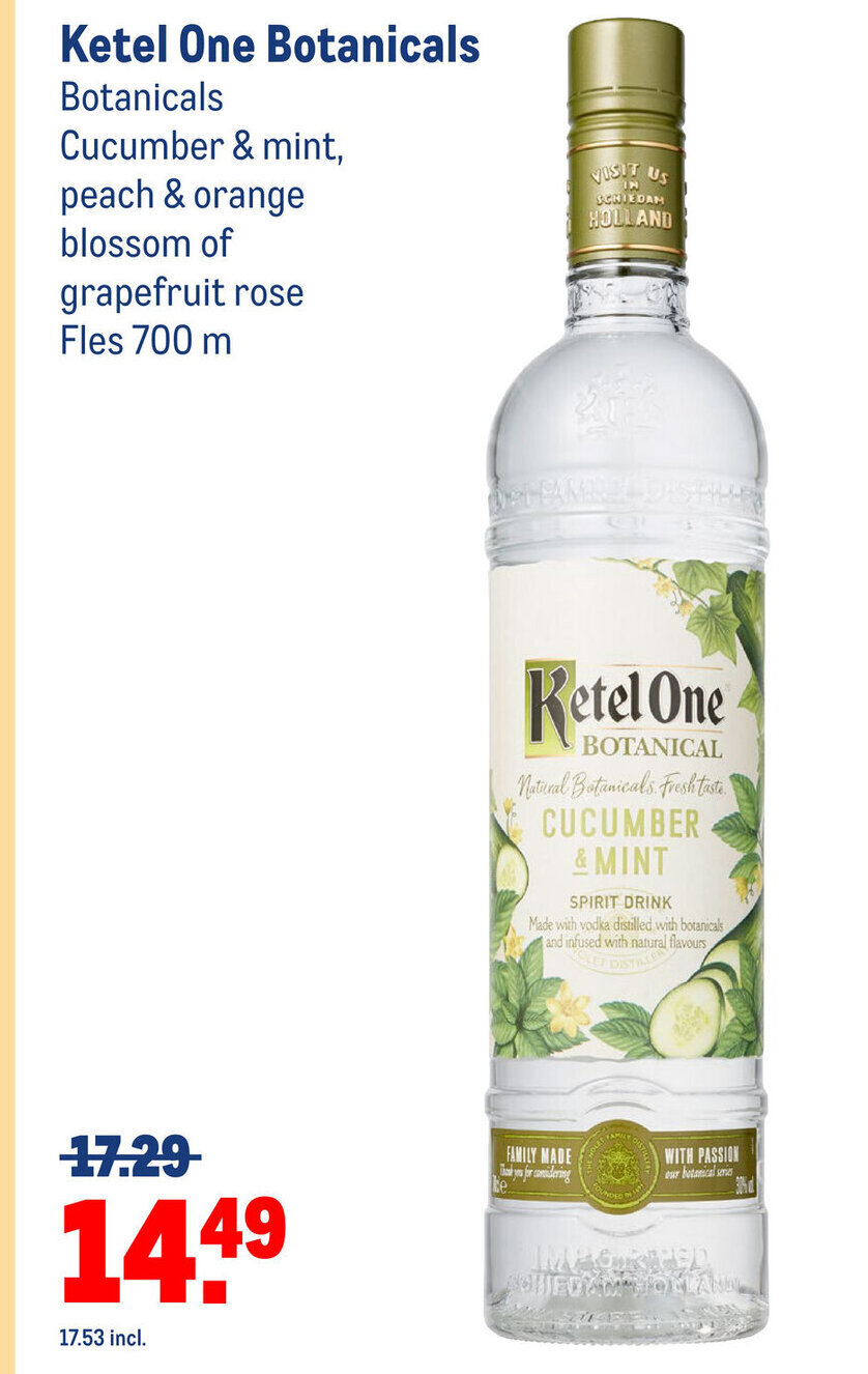 Ketel One Botanicals 700 ml aanbieding bij Makro