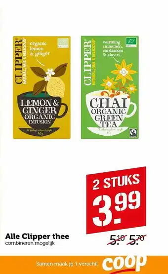 Coop Alle Clipper Thee aanbieding