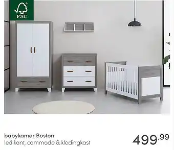 Baby & Tiener Babykamer Boston : Ledikant, Commode & Kledingkast aanbieding