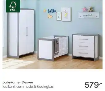 Baby & Tiener Babykamer Denver : Ledikant, Commode & Kledingkast aanbieding