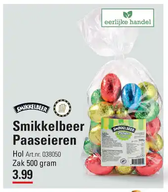 De Kweker Smikkelbeer Paaseieren 500 gram aanbieding