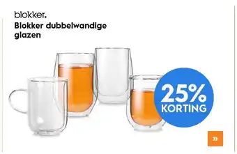 Blokker Blokker Dubelwandige Glazen 25% Korting aanbieding