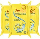 Bol.com Zwitsal Baby Goedemorgen Vochtige Washandjes - 3 x 20 Stuks aanbieding