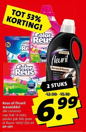 Boni Reus of Fleuril wasmiddel aanbieding