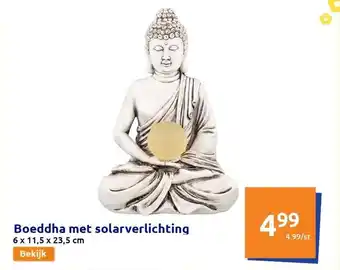 Action Boeddha met solarverlichting 6 x 11,5 x 23,5 cm aanbieding