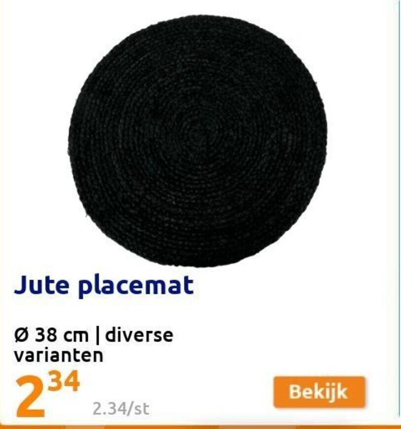 Jute placemat 38cm aanbieding bij Action