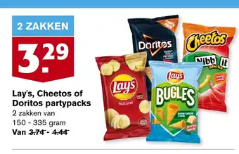 Hoogvliet Lay's cheetos of doritos partypacks 150-335 gram aanbieding